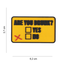 Embleem Are you drunk? - klittenband - 3D PVC - 6,2 x 3,7 cm