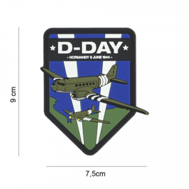 D-Day C-47 schild embleem 3D PVC - met klittenband - 9 x 7,5 cm