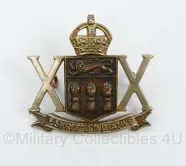 WO2 Canadese cap badge - Kings Crown - 20th Saskatchewan regiment tank - 5 x 4,5 cm - origineel