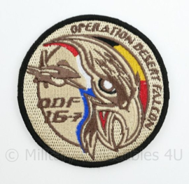 BAF Belgian Air Force Operation Desert Falcon ODF 16-7 embleem  met klittenband- 9 cm. diameter