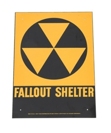 US Army Fallout Shelter bord - metaal - 28,5 x 20 cm - origineel!