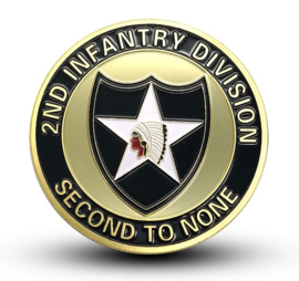 US Army 2nd Infantry Division Indian head coin - diameter 4 cm - nieuw gemaakt