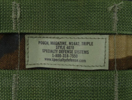 US Army Pouch Magazine M16A2 Triple Style 4070 Woodland camo - 26 x 21,5 cm - gebruikt - origineel