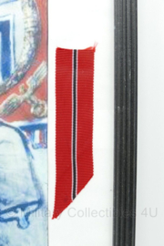WO2 Duitse Waffen SS Dienstzeitverpflichtung poster met medaille linten in lijst - 42 x 32 cm - replica