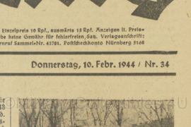 WO2 Duitse krant Frankische Tageszeitung nr. 34 10 februari 1944 - 47 x 32 cm - origineel