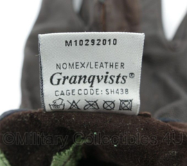Defensie Granqvists Nomex Leather Combat glove M1029 groen/zwart Handschoen Leer FR groen brandwerend OVG   - nieuwste model - maat 9 - gedragen - origineel