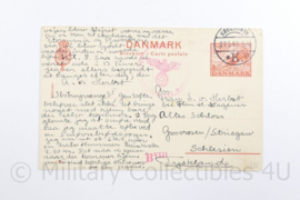 WO2 Duitse Postkarte vanuit Denemarken verzonden aan Schlesien - met adelaar stempel - 9 x 14,5 cm - origineel
