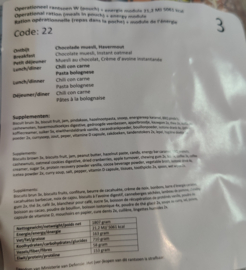 1 zak Nederlandse leger 24uurs rantsoen Maaltijd zak 24 Hour Operationeel Rantsoen W + OL + energie module  - +/- 5200 kcal - Best Before februari 2025