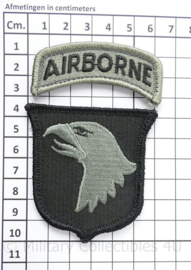 US Army 101st Airborne Division patch met tab voor ACU camo - met klittenband - 9½ x 6 cm - origineel