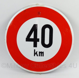 Vintage emaille 40km/h verkeersbord - 50 cm. diameter origineel