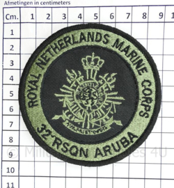 Korps Mariniers Royal Netherlands Marine Corps 32 RSQN Aruba embleem - met klittenband - diameter 9 cm