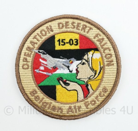 BAF Belgian Air Force Operation Desert Falcon ODF 15-03 embleem  met klittenband- 9 cm. diameter