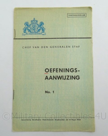 Chef der Generale Staf Instructieboekje Oefeningsaanwijzing No 1 uit 14 maart 1945 !- afmeting 15 x 23 cm - origineel