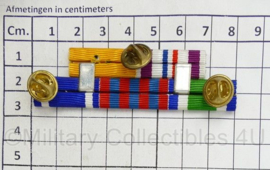 Defensie medaillebalk met 5 batons - Vredesoperaties, Trouwe dienst, MPTTP Prestatietocht, Balkan - 8 x 2,5 cm - origineel