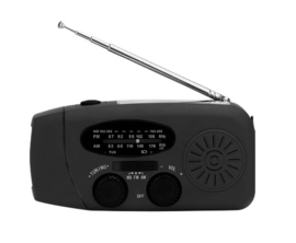 Draadbare AM/FM radio met zonnepaneel, hand crank, 2000 mAh Power Bank en zaklamp noodpakket 