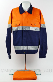 Veiligheidskleding werkjack mét broek blauw oranje reflecterend - maat Medium - NIEUW - origineel