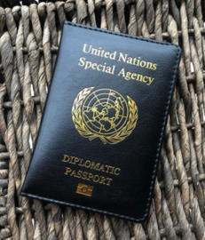 VN UN United Nations Special Agency Diplomatic Passport paspoort hoesje - ZWART - 14 x 10 cm