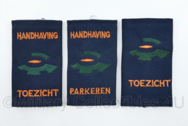 Handhaving Toezicht parkeren set van 3 enkele epauletten - 9,5 x 5,5 cm - origineel