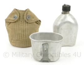 WO2 US veldfles set aluminium beker en fles 1942 - origineel