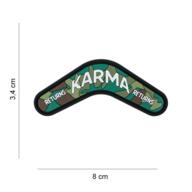 Embleem 3D PVC met klittenband - Karma Returns Boemerang - 8 x 3,4 cm.