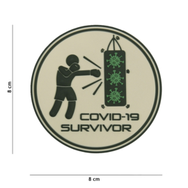 Embleem Covid-19 Survivor - met klittenband - 3D PVC - 8 cm diameter