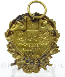 Medaille schiet wedstrijd 1913 NITST Nationale en Internationale Tentoonstelling van Sport en Toerisme - afmeting 3,5 x 3 cm - origineel