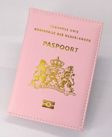 Koninkrijk der Nederlanden paspoort hoes - lichtroze - 14 x 10 cm