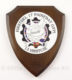 Hrstpel 17 Painfbat GFPI 13 HRSTCIE Herstelpeleton 17e pantser infanterie bataillon houten wandbord - 13e herstelcompagnie - 19 cm - origineel