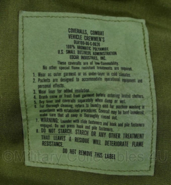 US Army combat vehicle crewmen's coverall - met captain rank - groen - maat Medium-Long - gedragen, zeer goede staat - origineel