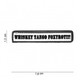 Embleem 3D PVC PVC - met klittenband - WTF Whiskey Tango Foxtrot - 7,8 x 1,3 cm