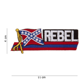 Embleem stof Rebel flag 11 x 4 cm.