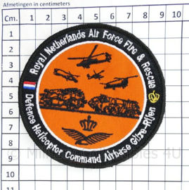 RNLAF Royal Netherlands Air Force Fire & Rescue embleem - Defence Helicopter Command Airbase Gilze-Rijen - met klittenband - diameter 9 cm