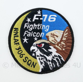 KLU Luchtmacht F16 F-16 Fighting Falcon RNLAF 306 SQN embleem - met klittenband - diameter 9 cm