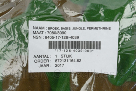 Jungle Basis Broek 2017 met permethrine - maat 7080/8090 - nieuw in verpakking - origineel