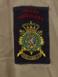 KM Koninklijke Marine, Korps Mariniers dik khaki overhemd LANGE MOUW - rang "marinier der 1ste klasse" - maat 37 uit 1973 - origineel