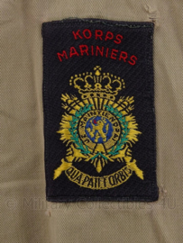 KM Koninklijke Marine, Korps Mariniers dik khaki overhemd LANGE MOUW - maat 39 uit 1977 - origineel