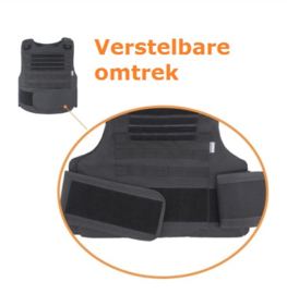 NL Politie DSI Speciale Eenheden ZWART universeel kogelwerende vest hoes zonder ballistische inhoud - XS t/m XXL - met klittenband voor tekststrook voor EN achter - replica