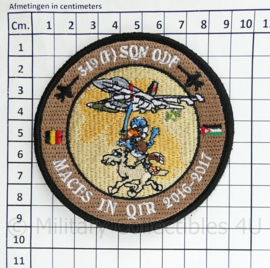 BAF Belgian Air Force 349(F) squadron ODF MACES IN OIR 2016-2017 Operation Desert Falcon embleem met klittenband - 9 cm. diameter