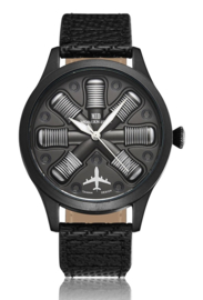 Pilot Aircraft engine Design watch - horloge met zwarte band