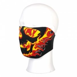 Biker mask half face neopreen - yellow & red flames
