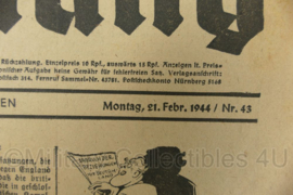 WO2 Duitse krant Frankische Tageszeitung nr. 43 21 februari 1944 - 47 x 32 cm - origineel