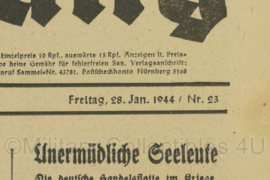 WO2 Duitse krant Frankische Tageszeitung nr. 23 28 januari 1944 - 47 x 32 cm - origineel