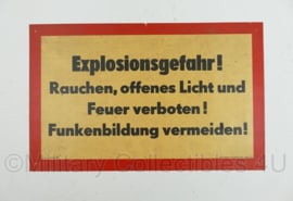 Duits Bord "Explosionsgefahr Funkenbildung vermeiden! " - 40 x 25 cm -  origineel