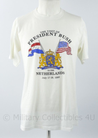 T-shirt President Bush to the Netherlands July 17-18, 1989 - maat Large - gedragen - origineel