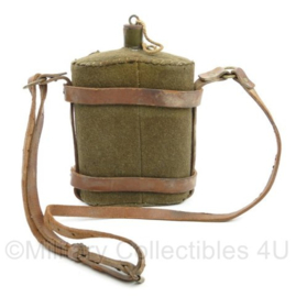WO1 Britse officiers veldfles met lederen draagstel - 15 x 6,5 x 22 cm - origineel