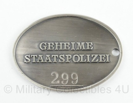 WO2 Duitse Gestapo ID Marke zilverkleuring - 4 x 5 cm - replica