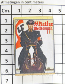 WO2 Duits luciferdoosje van echt hout - SS Reiter Wettkampfe - afmeting 6 x 4 cm - replica