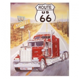 Metalen plaat groot  Route 66 US vrachtwagen
