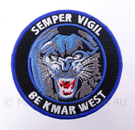 KMAR BE West,  Koninklijke Marechaussee Bijstandseenheid embleem "semper vigil"  - met klittenband -  diameter 9 cm