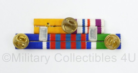 Defensie medaillebalk met 5 batons - Vredesoperaties, Trouwe dienst, MPTTP Prestatietocht, Balkan - 8 x 2,5 cm - origineel